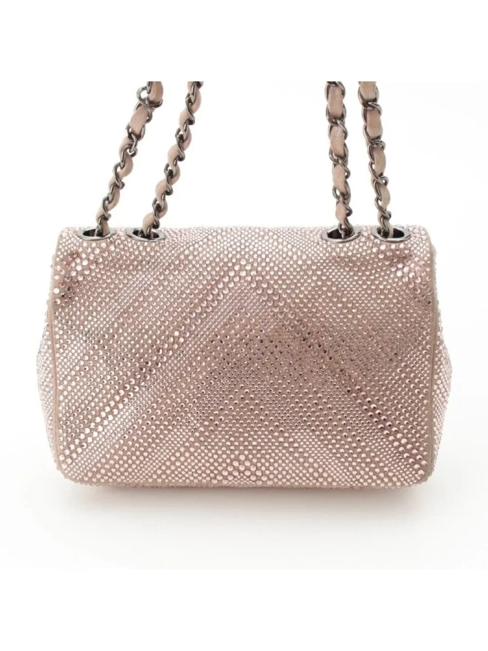 Chanel Rhinestone CC Logo Turnlock Swarovski Chain Shoulder Bag Pink